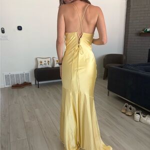 Revelry Yellow Satin Dress